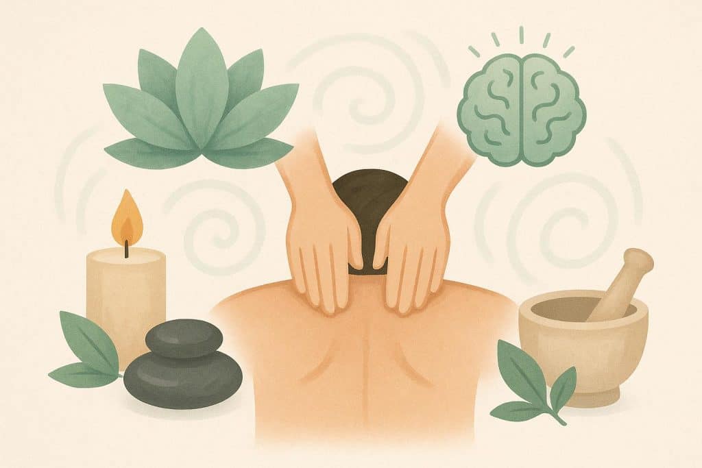 Soothing massage therapy session promoting relaxation, stress relief, and holistic wellness benefits