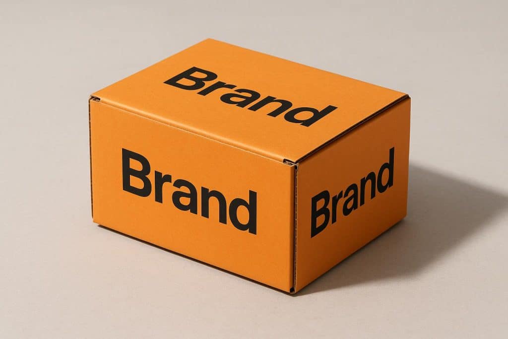 Branded packaging with clean logos displayed on all sides for maximum visual impact