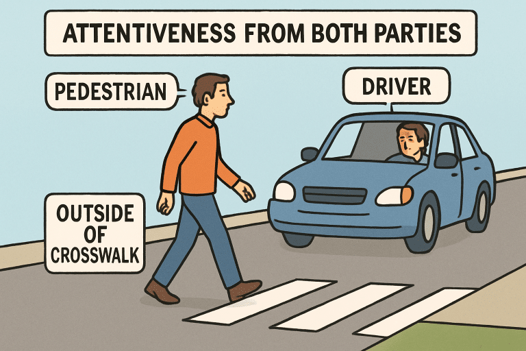 Key Takeaways Establishing liability in pedestrian accidents outside crosswalks depends on numerous factors, including the actions of both parties and environmental conditions. Comparative negligence often applies, meaning both the pedestrian and the driver can share fault and financial responsibility. Legal precedents illustrate that fault is rarely clear-cut—judges and juries carefully weigh all circumstances. Prevention through vigilance and adherence to laws by both drivers and pedestrians is crucial in reducing the number of accidents. Table of Contents Understanding Pedestrian and Driver Responsibilities Factors Influencing Liability in Pedestrian Accidents Comparative Negligence: Sharing the Blame Real-Life Examples of Liability in Action Legal Precedents and Case Studies Preventative Measures to Reduce Pedestrian Accidents Conclusion Understanding Pedestrian and Driver Responsibilities When a pedestrian is struck outside a crosswalk, questions of liability quickly arise. Both drivers and pedestrians owe each other a duty of care, but the specifics of this duty can vary depending on the location and circumstances. Pedestrians are expected, whenever possible, to use marked crosswalks and obey traffic lights, ensuring that they cross roads safely. Drivers, meanwhile, must maintain a constant lookout for pedestrians on foot, yielding the right of way when required and driving attentively in areas where pedestrians are frequently present. Navigating the legal nuances of these duties often requires analyzing the specific facts of each situation. Even when an accident happens outside a marked crosswalk, drivers are not automatically absolved of responsibility. Determining whether a driver or pedestrian—or perhaps both—was negligent is the core of most legal claims involving pedestrian injury liability. Courts look at whether both parties acted reasonably and foreseeably under the circumstances. State law sets standards, but all road users must exercise reasonable care. For example, a pedestrian suddenly stepping into traffic between parked cars may be negligent, but that doesn't absolve a speeding or distracted driver from liability. The facts are crucial and often contentious. Insurance companies and attorneys examine traffic signals, local ordinances, the driver's or pedestrian's history, warning signs, accident history, and roadway safety to determine liability. Factors Influencing Liability in Pedestrian Accidents Assigning fault in pedestrian accidents involves several interconnected factors. Firstly, pedestrian behavior is significant; actions such as jaywalking, crossing against red signals, or sudden movements can increase their liability. Additionally, wearing dark or non-reflective clothing during nighttime can further decrease their visibility, impacting fault determination. Secondly, driver conduct is critical; behaviors like speeding, failing to yield, texting while driving, or ignoring stop signs intensify a driver's liability. Reckless or inattentive driving is crucial in assessing responsibility, regardless of the pedestrian's actions. Lastly, environmental conditions must be considered; poor lighting, adverse weather conditions, obstructed views, and faulty signage can implicate not only the driver and pedestrian but also municipalities or property owners in liability. When unsafe infrastructure contributes to the incident, third parties may share responsibility. Comparative Negligence: Sharing the Blame In states with comparative negligence laws, both pedestrians and drivers can be partly at fault. The judge or jury assigns a percentage of negligence to each. For example, if a pedestrian is 30% responsible and the driver 70%, the pedestrian's compensation is reduced accordingly. This system ensures liability reflects the reality that both parties may contribute to a collision outside the crosswalk. While common across the U.S., specifics vary; some states have "pure" systems, while others bar recovery if the plaintiff is more than 50% at fault. Real-Life Examples of Liability in Action To illustrate the sensitivity of the liability context in pedestrian cases, three scenarios are presented to demonstrate varying levels of fault. In the first, a pedestrian in dark clothing crosses at night and is hit by a speeding driver; fault is shared due to limited visibility and reckless driving. The second involves an attentive pedestrian crossing outside a crosswalk in daylight, but a texting driver fails to notice, mainly blaming the pedestrian. The third features a child running between parked cars; despite its reckless appearance, drivers in residential or school zones must lower their speed and anticipate such movements, emphasizing how context influences liability. Legal Precedents and Case Studies Pedestrian accident lawsuit outcomes depend on the specifics. Some cases show drivers liable for hitting pedestrians outside crosswalks, especially when impairment or distraction is proven. However, pedestrians who ignore safety rules or make sudden moves into traffic may be mainly at fault. Courts expect drivers to exercise caution, especially in areas with a high concentration of pedestrians. For instance, in urban zones with high pedestrian activity, drivers must anticipate unexpected crossings. Such cases require strong evidence, such as eyewitness testimony, footage, and accident reconstructions, to establish liability. Preventative Measures to Reduce Pedestrian Accidents For pedestrians, it is essential to use crosswalks and follow pedestrian signals when available. Wearing bright or reflective clothing at night increases visibility, and individuals should avoid distractions such as mobile devices or headphones while crossing to remain alert. Drivers must adhere to speed limits, especially in areas with high pedestrian traffic, and remain vigilant for unexpected pedestrian movements near schools, bus stops, and urban intersections. It is also crucial for drivers to eliminate distractions to focus fully on the road. To reduce pedestrian accidents, municipalities must invest in public education campaigns, improved street design, better lighting, traffic calming measures, and clear road markings, all of which are essential to enhancing safety for all road users. Conclusion Determining liability when pedestrians are struck outside crosswalks is a nuanced process that requires a thorough investigation into the actions and circumstances of all parties involved. Both pedestrians and drivers must understand and fulfill their obligations to enhance road safety and prevent tragic incidents. By prioritizing awareness, attentiveness, and respect for traffic laws, both groups can work together to reduce the frequency and severity of these all-too-common accidents.