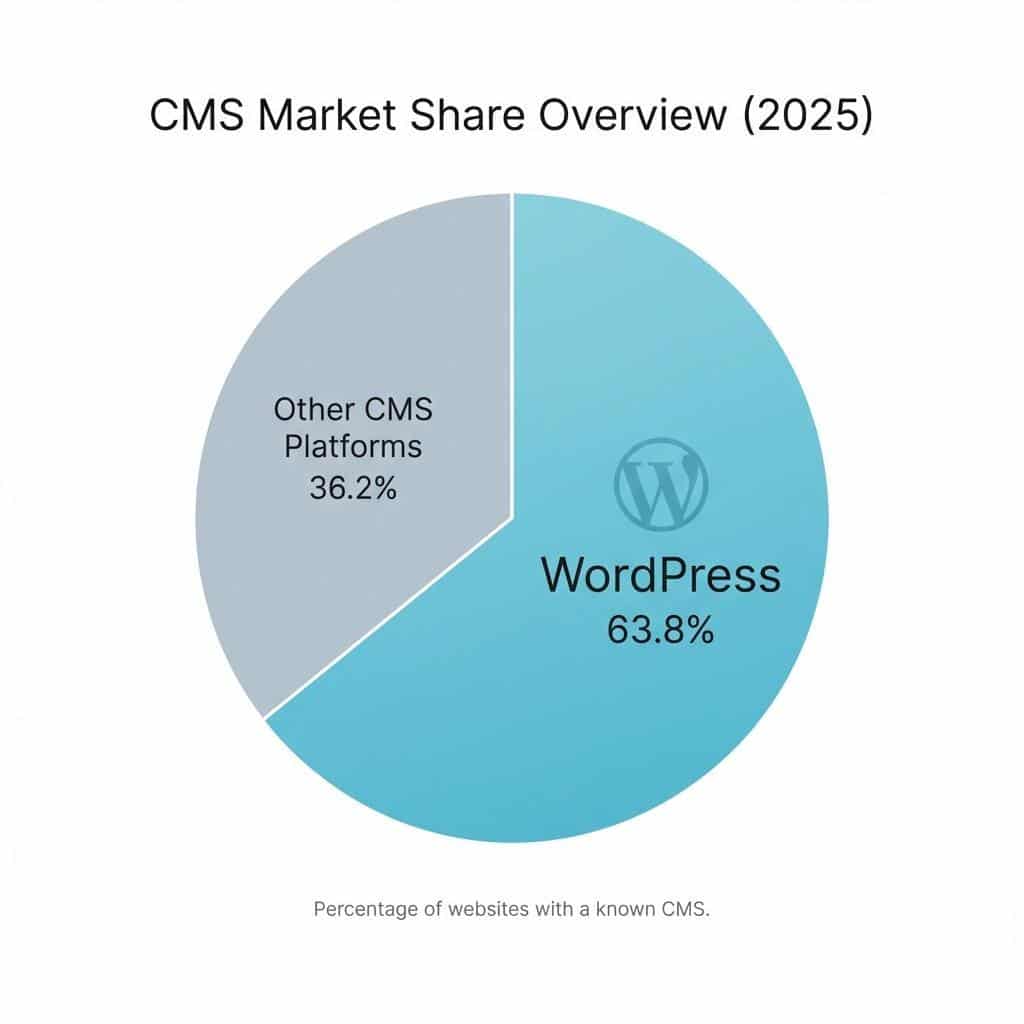 Market share of WordPress compared to other CMS platforms - WordPress website development infographic 