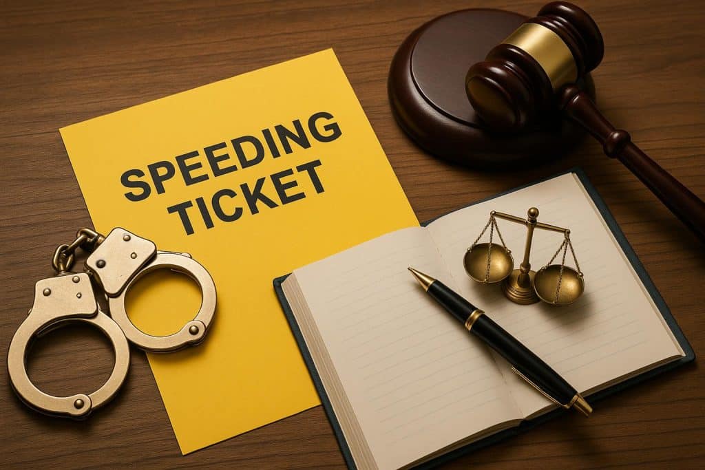 How to Find the Best Speeding Ticket Attorney for Your Case Gavel and speeding ticket document on desk symbolizing legal help for traffic violations