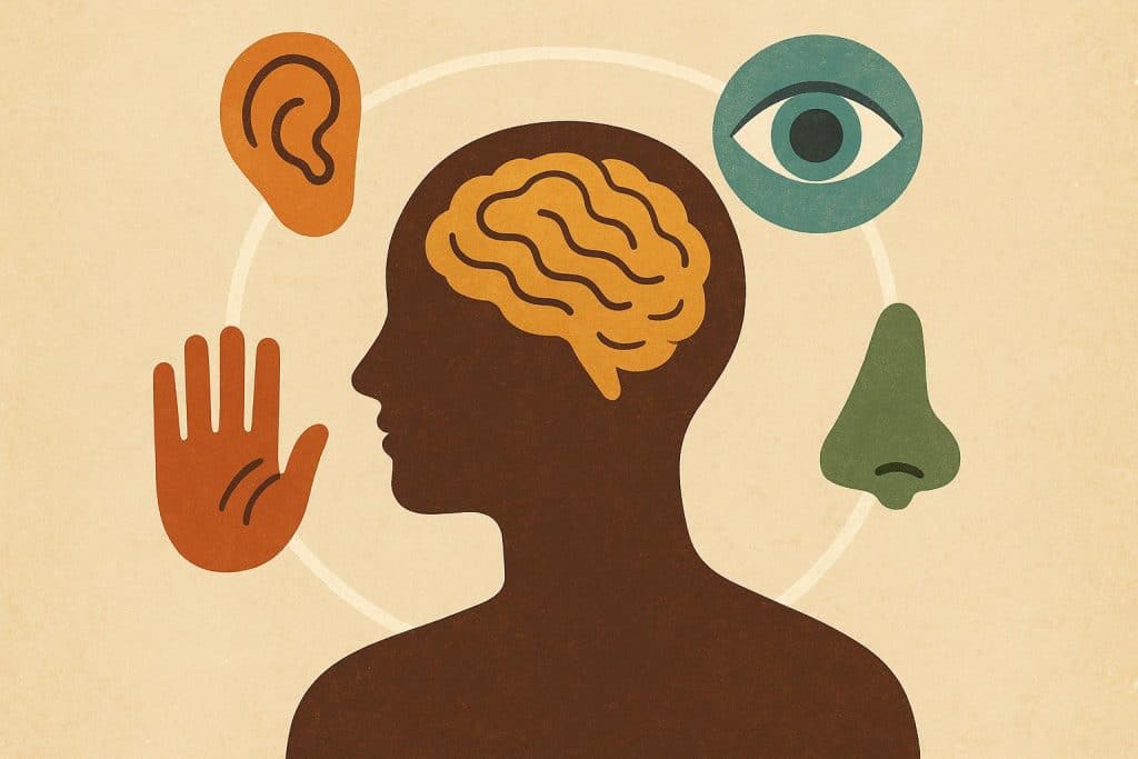 Neural pathways and sensory connections illustrating trauma recovery through sensory integration