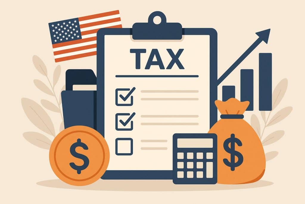 US expat reviewing business structure options and tax implications with financial documents