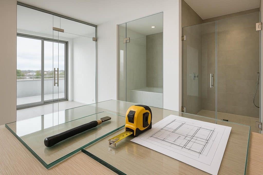 Custom glass panels expertly fitted into unique home and office interior spaces