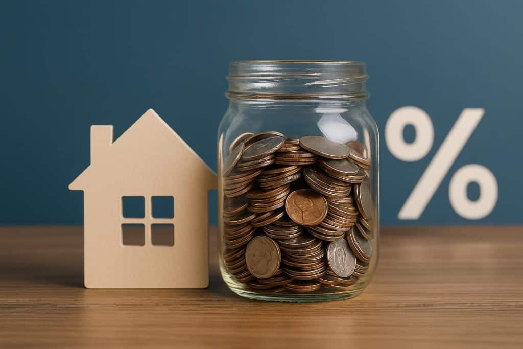 Calculator and bank passbook with rising graph illustrating interest rates for savings accounts