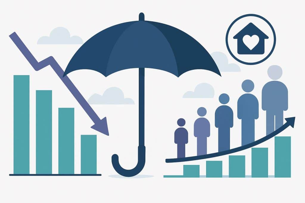 Home care nurse assisting elderly person in a living room, illustrating aging population support