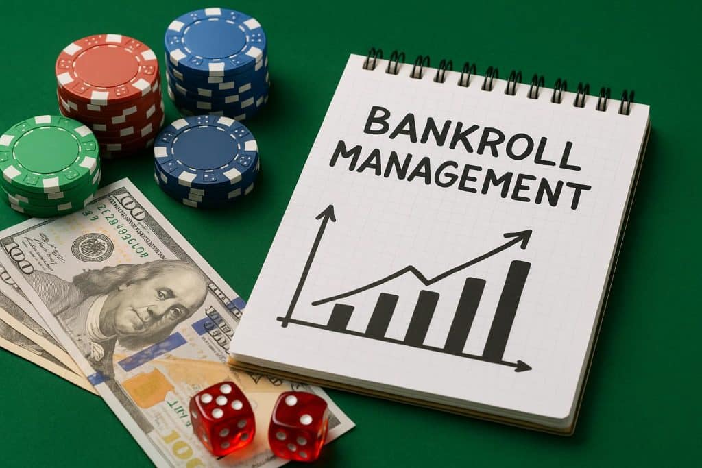 Stack of poker chips and playing cards symbolizing effective bankroll management strategies