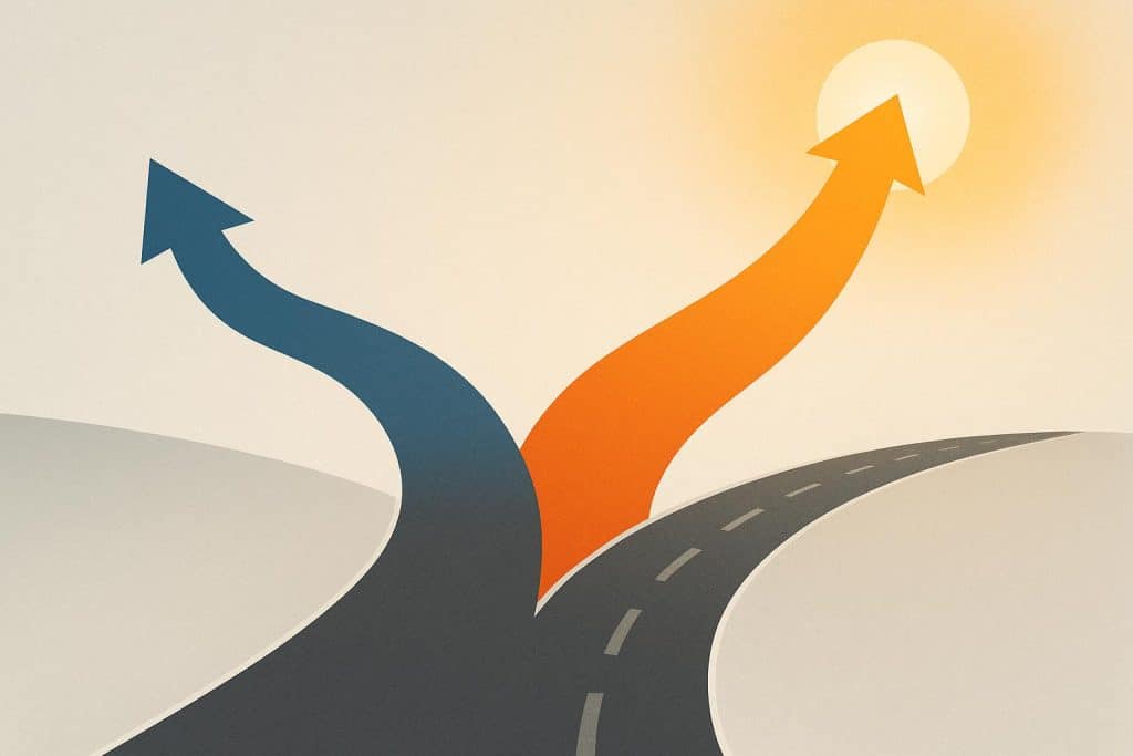 Business professionals collaborating to strategize growth and innovation during organizational change