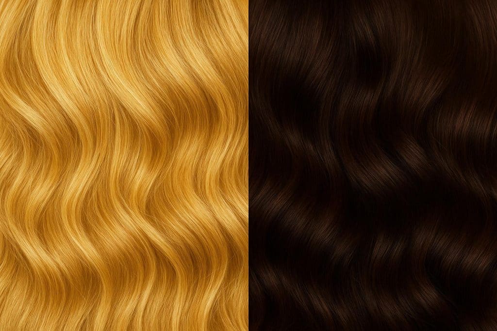 AI color analysis comparing blonde and brunette hair shades for finding your perfect hair color