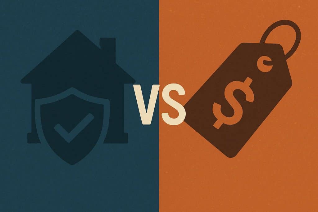 Scales balancing legal protection and low price to represent conveyancer risk comparison