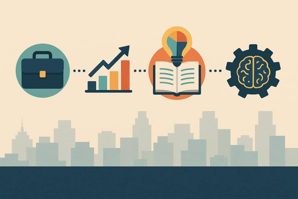 Abstract digital network symbolizes innovation and growth in a knowledge-driven business economy