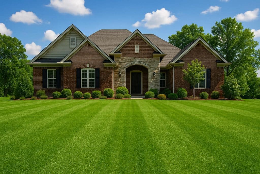 Lush green sod installed on a residential and commercial Atlanta lawn for premium turf solutions