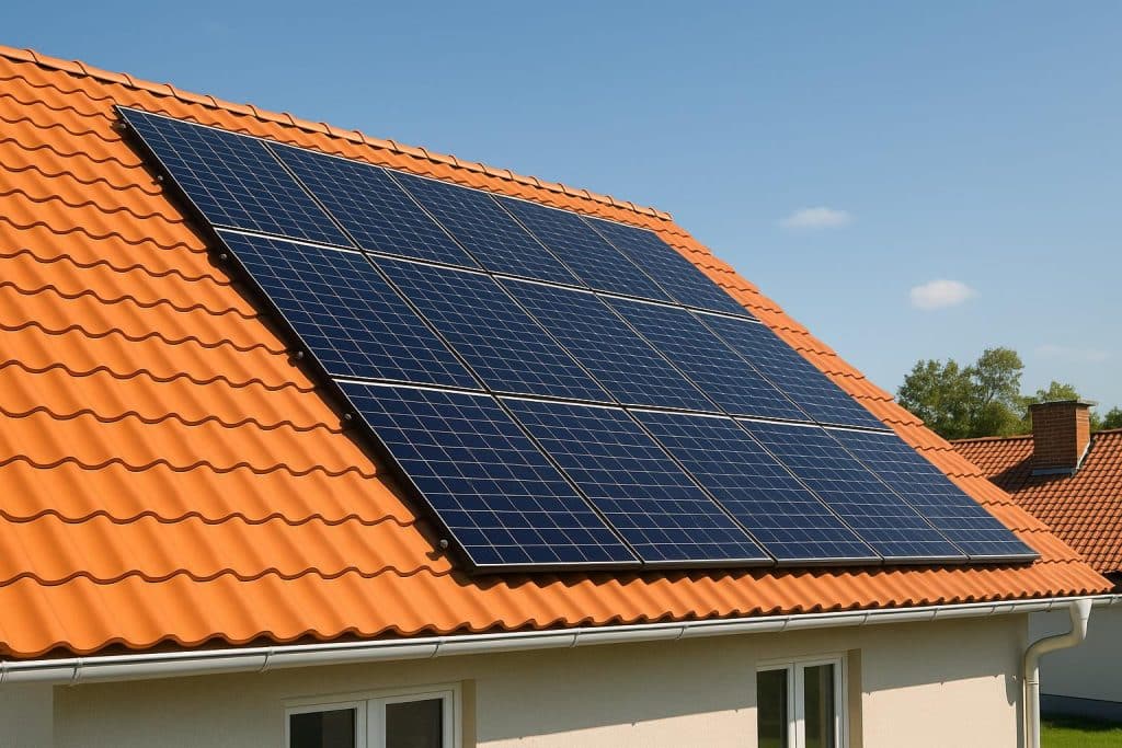 Solar panels installed on a new residential roof illustrating integrated solar and roof replacement