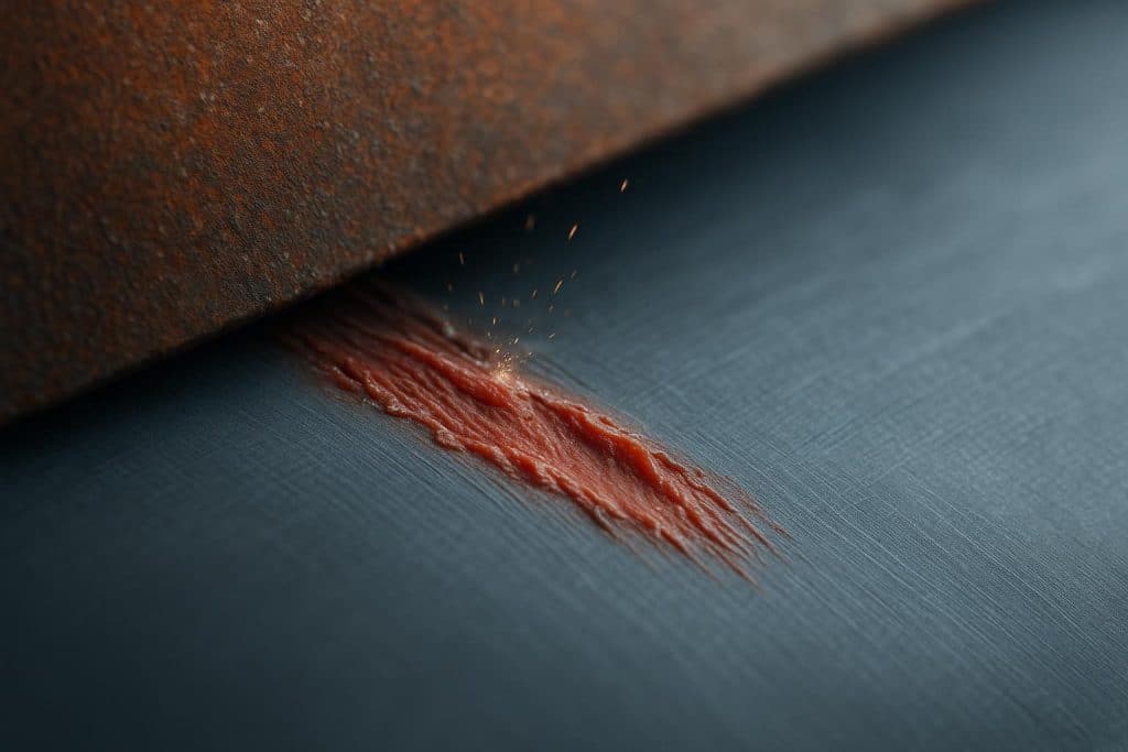 Close-up of damaged surface textures illustrating friction and deep impact of surface trauma