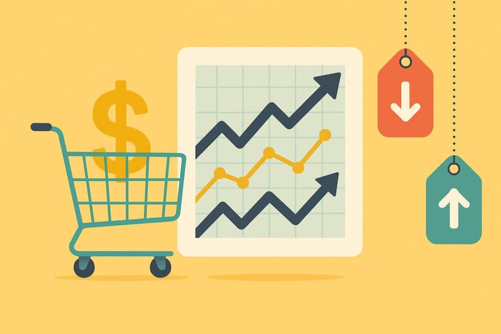 Dynamic price tags changing in a retail store illustrating price psychology for shoppers
