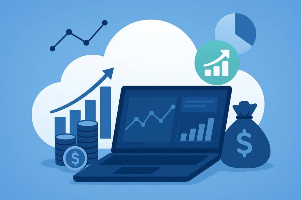 Modern dashboard of cloud-based wealth management software displaying investment analytics