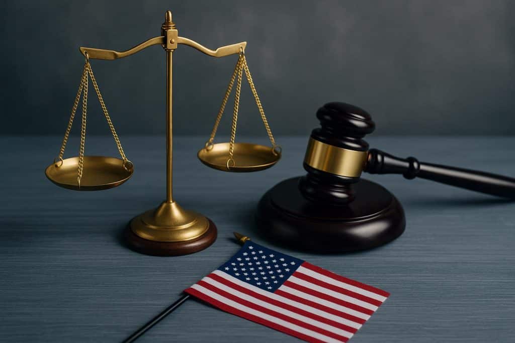 Gavel and passport on a legal document symbolizing criminal justice and immigration consequences