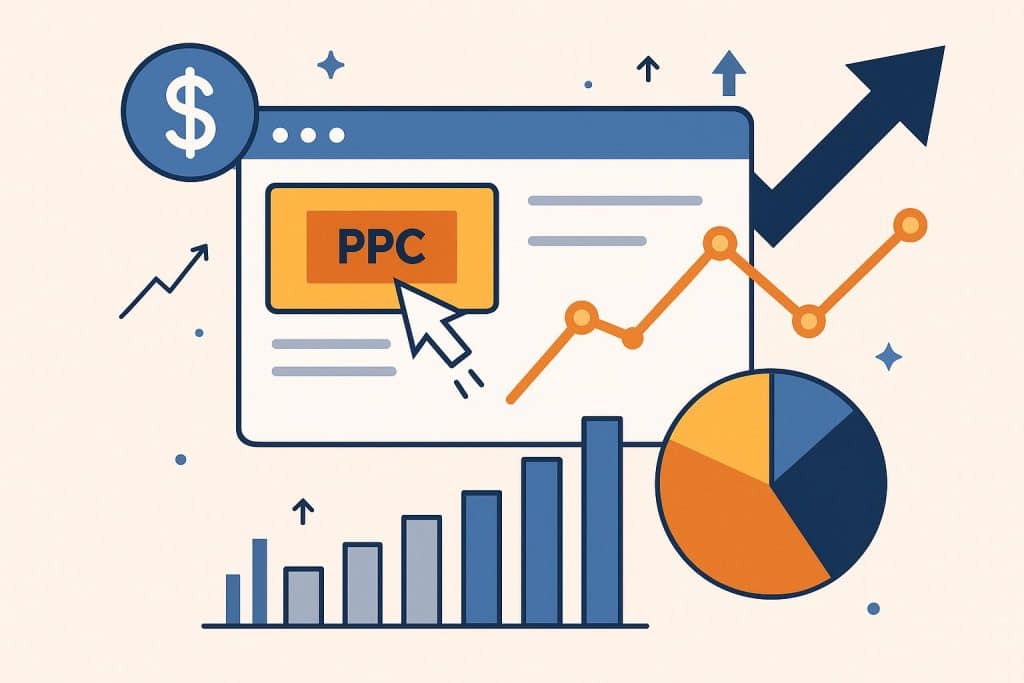 Graph showing website traffic growth boosted by PPC advertising campaign performance