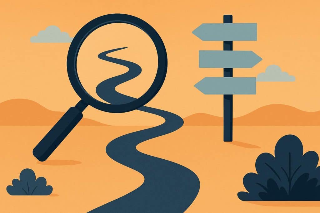 Beyond the Daunting Search: How to Confidently Choose Your Professional Route Crossroads signpost with career options under a clear sky, symbolizing professional decision making