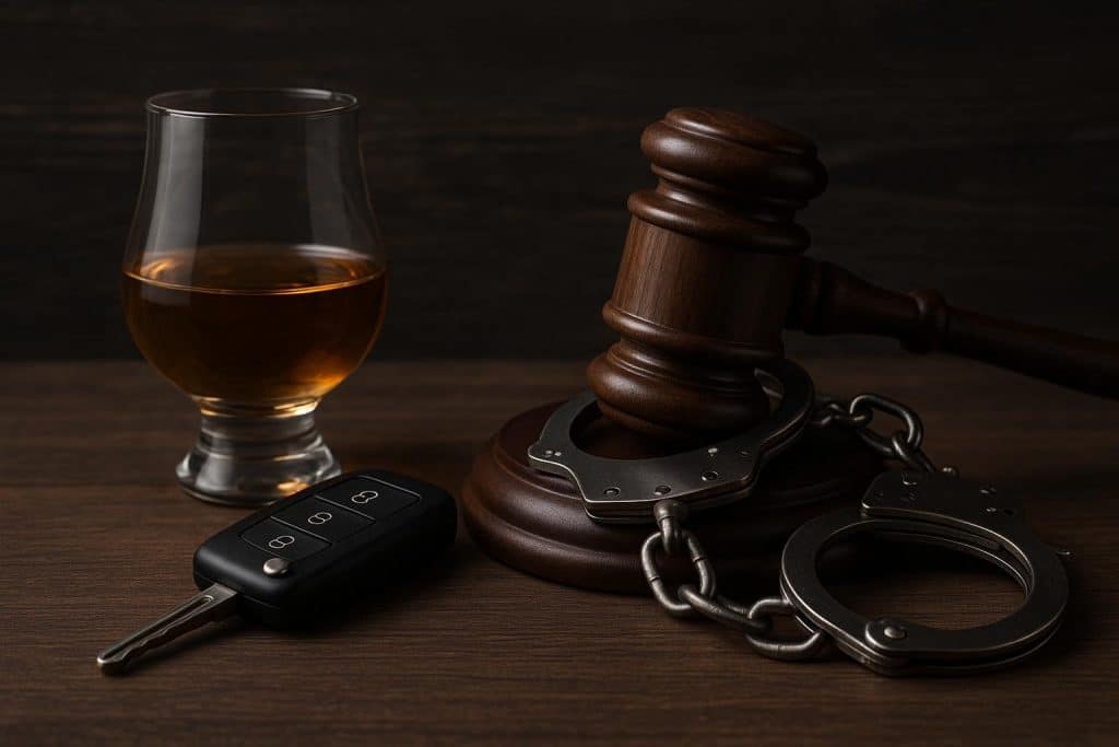 Charleston courthouse with car keys and legal documents, symbolizing DUI legal defense strategies