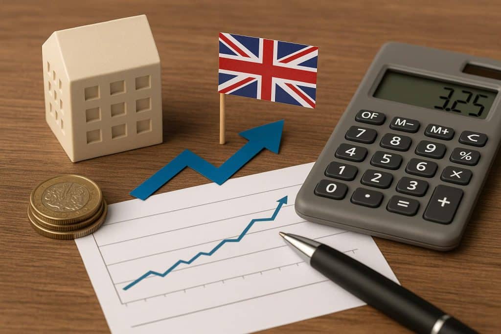 UK commercial property with financial graphs illustrating current commercial mortgage rates