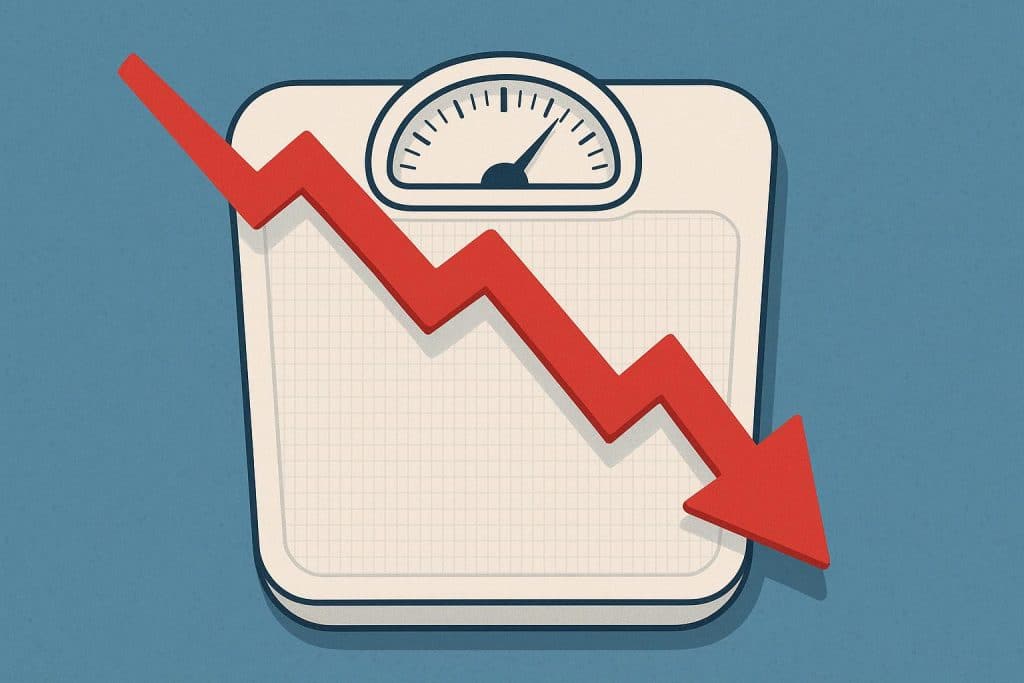 Scales and measuring tape symbolizing rapid weight loss and long-term health consequences