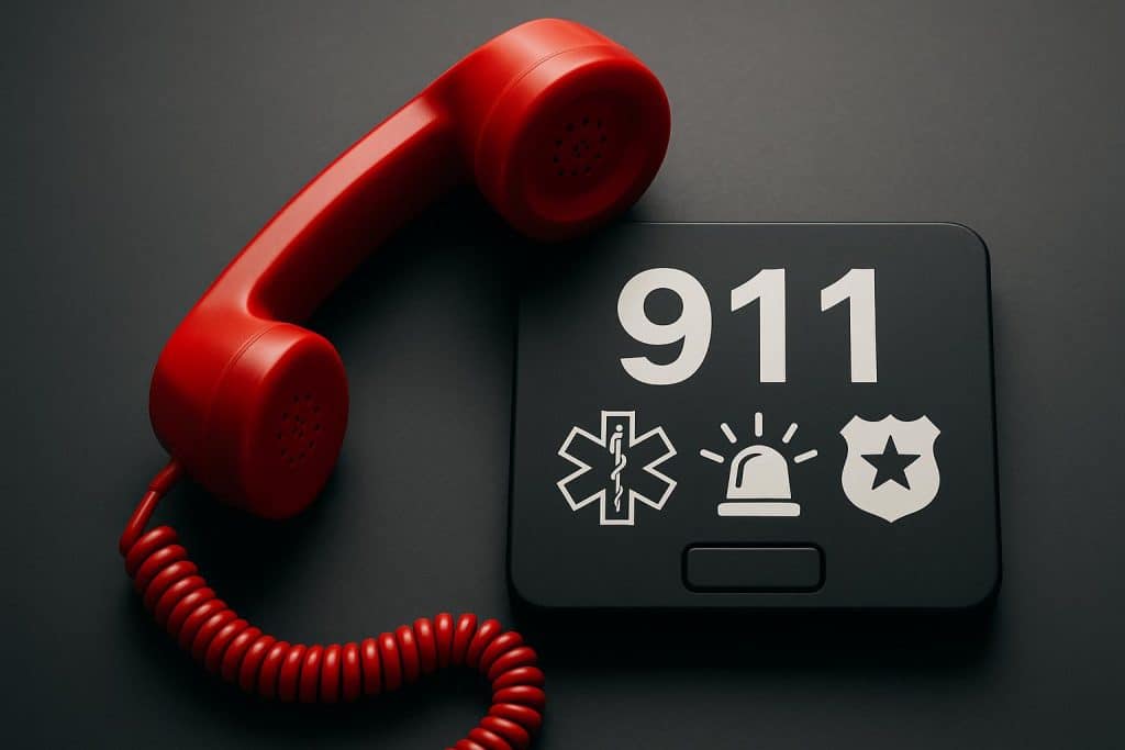 Emergency call to 911 for medical help and law enforcement response during a critical situation