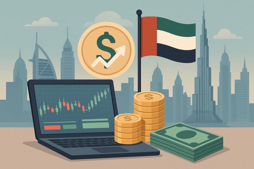 Top forex trading platforms for UAE and Dubai traders with financial market graphics