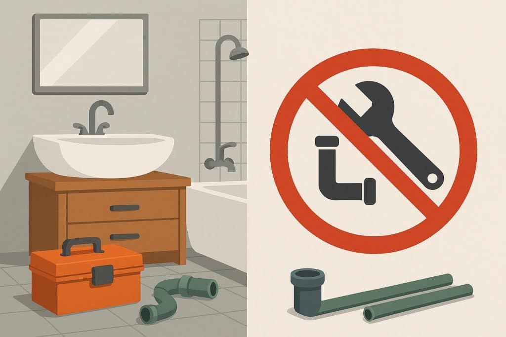 Plumber installing new pipes during a home remodel in Sandy, Utah, with tools and materials nearby