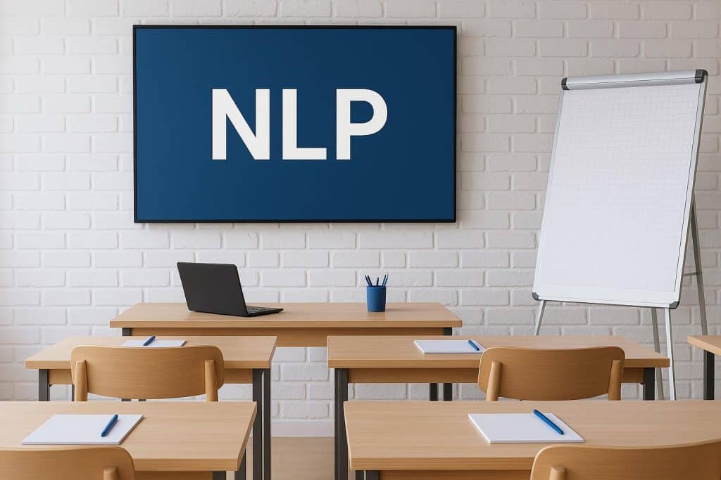 Trainer presenting Natural Language Processing concepts during an interactive classroom session