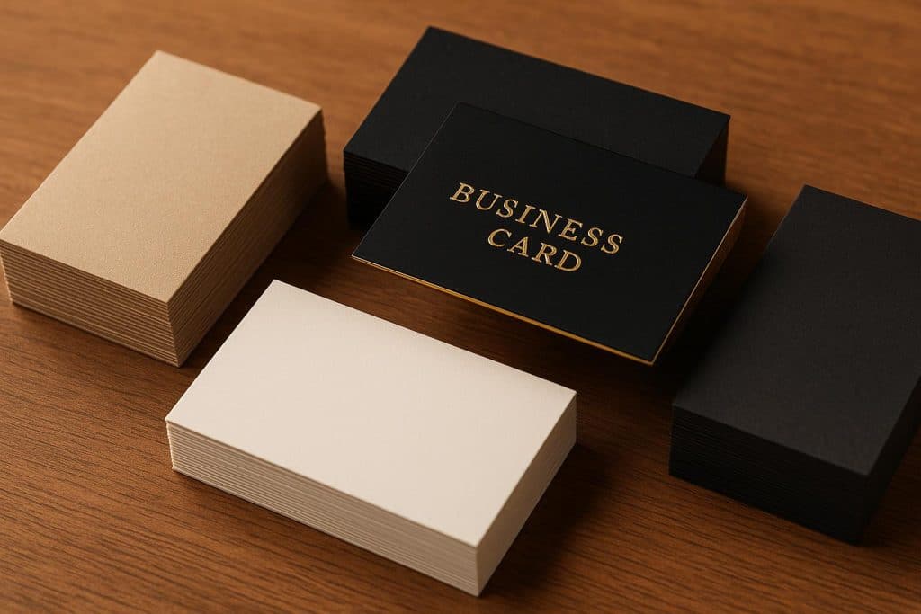 Elegant premium business cards displayed on a modern desk highlighting luxury branding trends