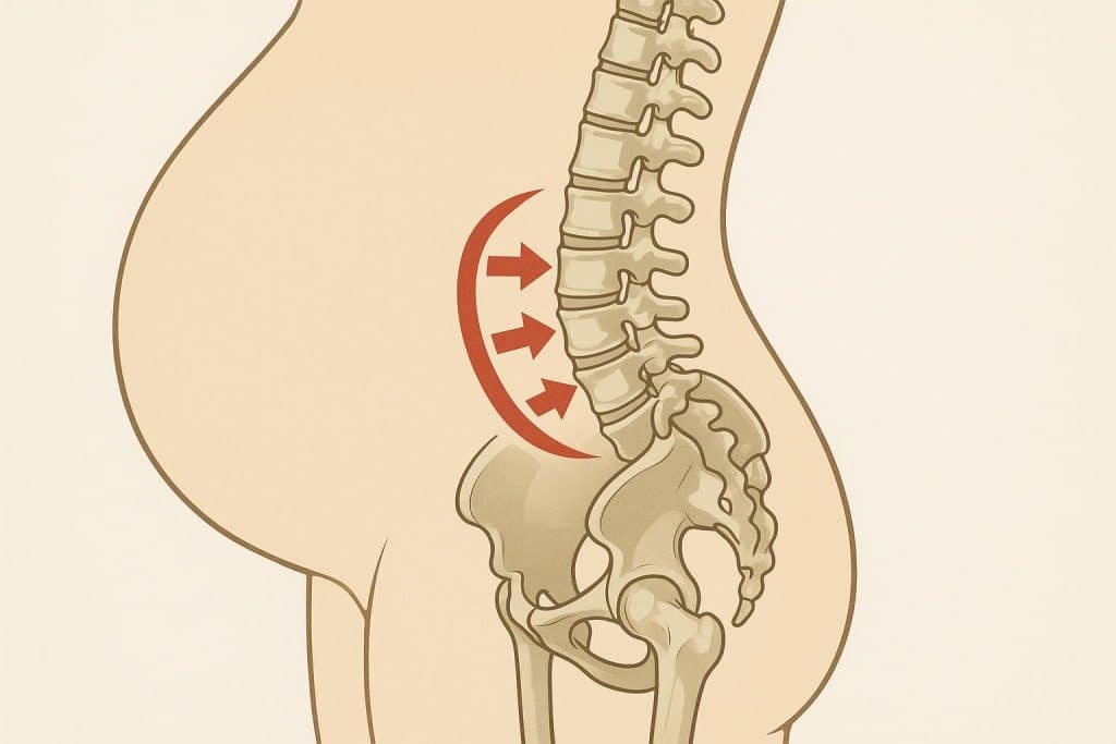 Pregnant woman holding lower back, illustrating common spinal conditions during pregnancy