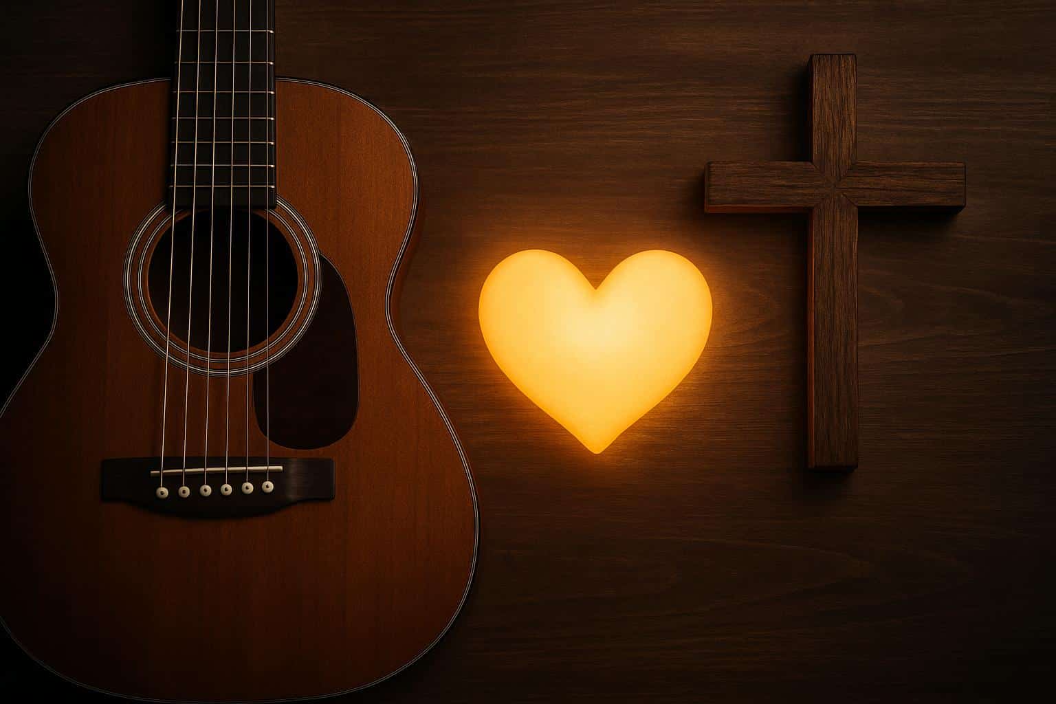Soothing Christian music notes flowing from an open Bible, symbolizing emotional healing