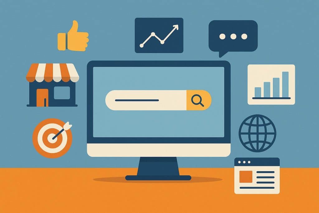 Small business owner using laptop to boost online visibility and digital marketing strategies