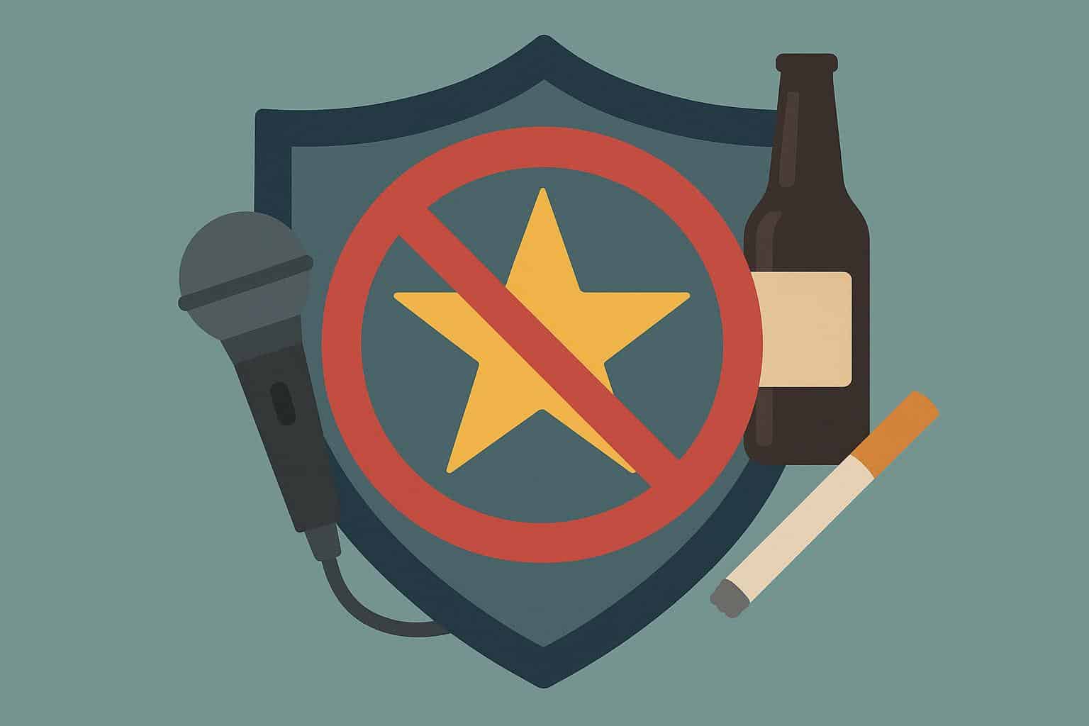 Teenage celebrity avoiding party with alcohol, choosing healthy lifestyle for substance prevention