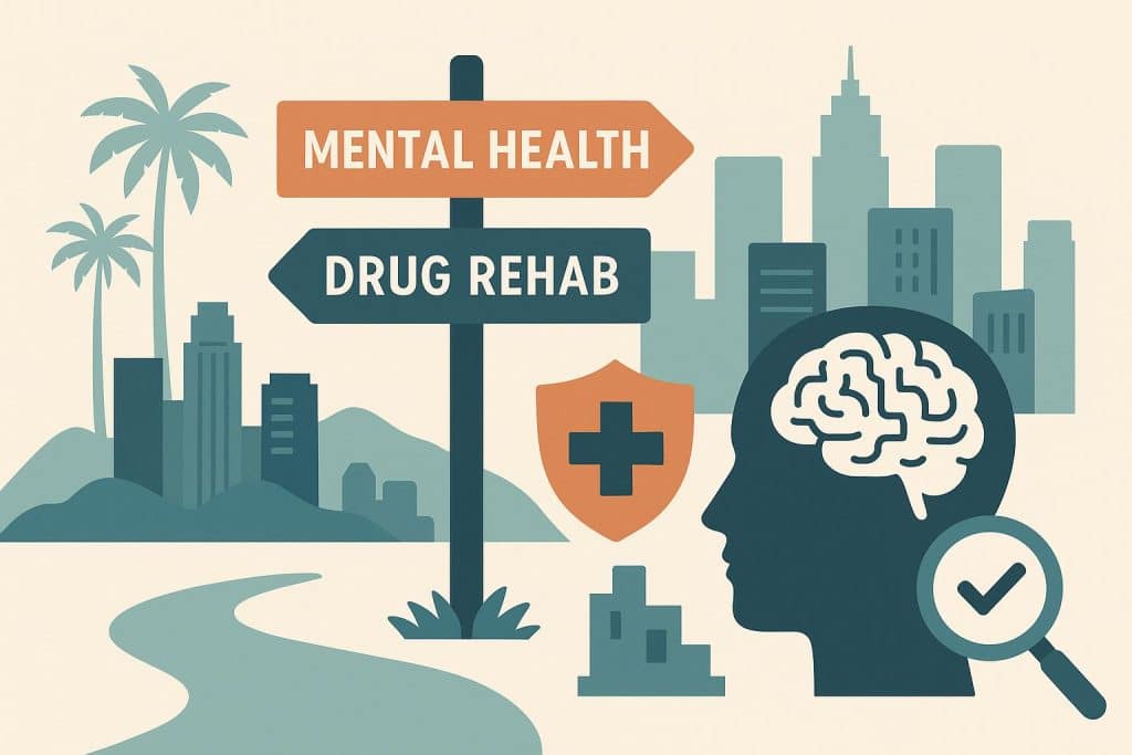 Los Angeles mental health and drug rehab centers, resources, and support services illustrated