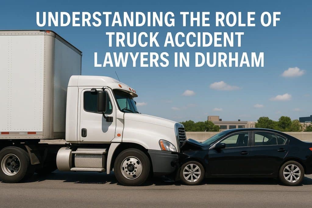 Truck accident lawyer assisting with legal documents after a collision in Durham