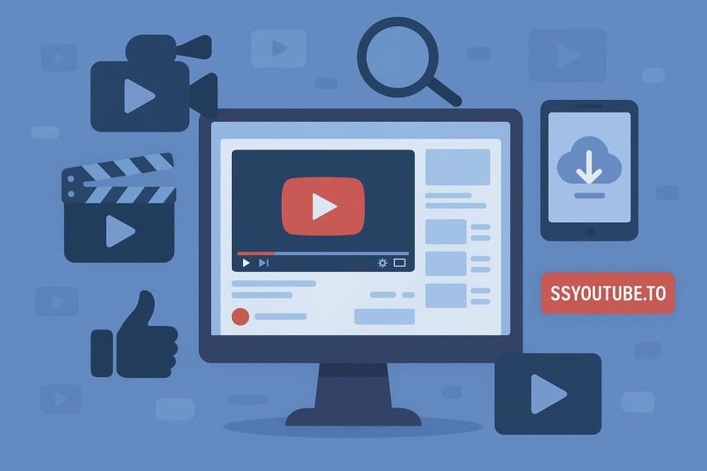 Online video tools interface and YouTube downloading process with ssyoutube.to platform
