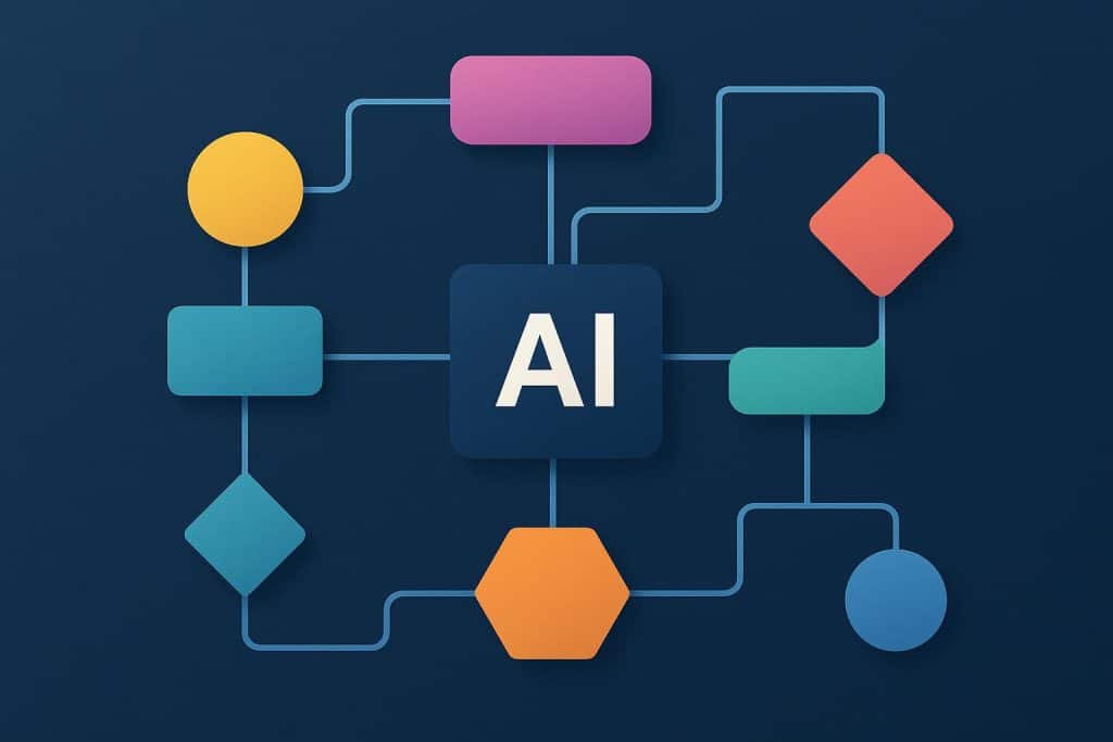 AI-powered flowchart generator dashboard showing diagram creation and automation features