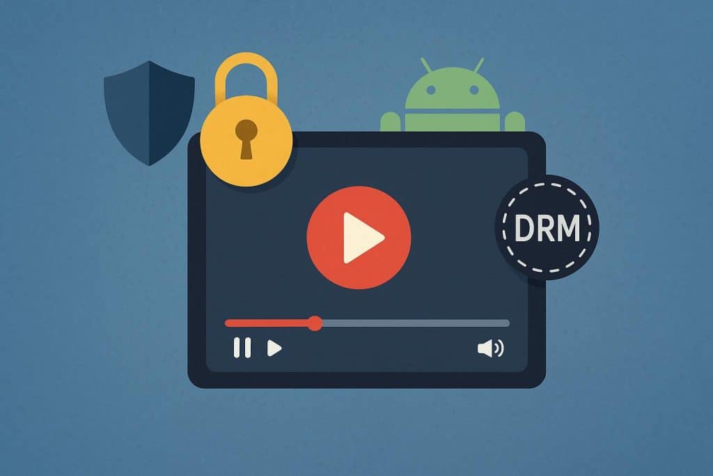 DRM-protected video streaming on Android device ensuring secure content delivery
