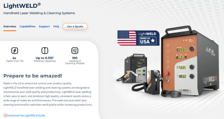 IPG LightWeld 1500W laser welder