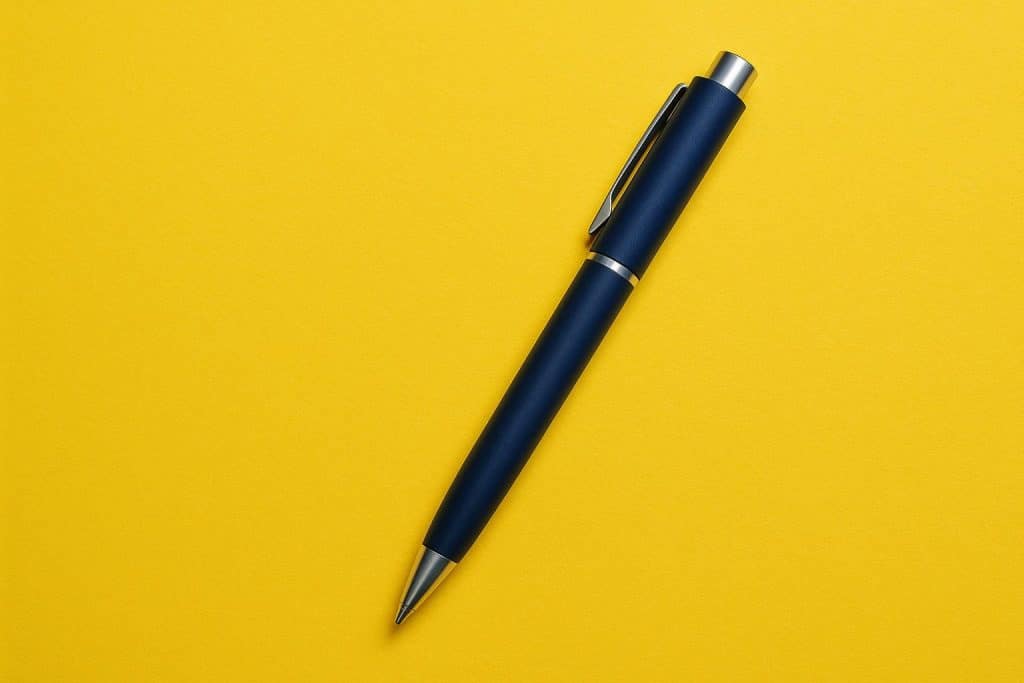 Custom branded pens displayed on a desk as affordable promotional tools for business marketing