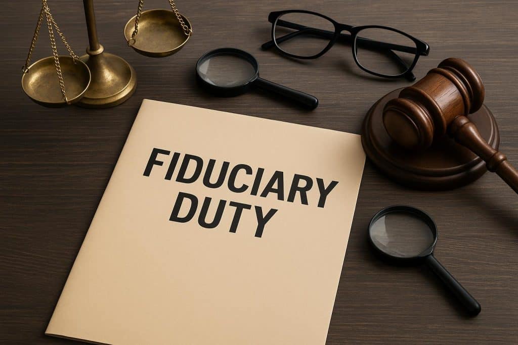 Gavel and legal documents symbolizing fiduciary duty expert witness in legal proceedings