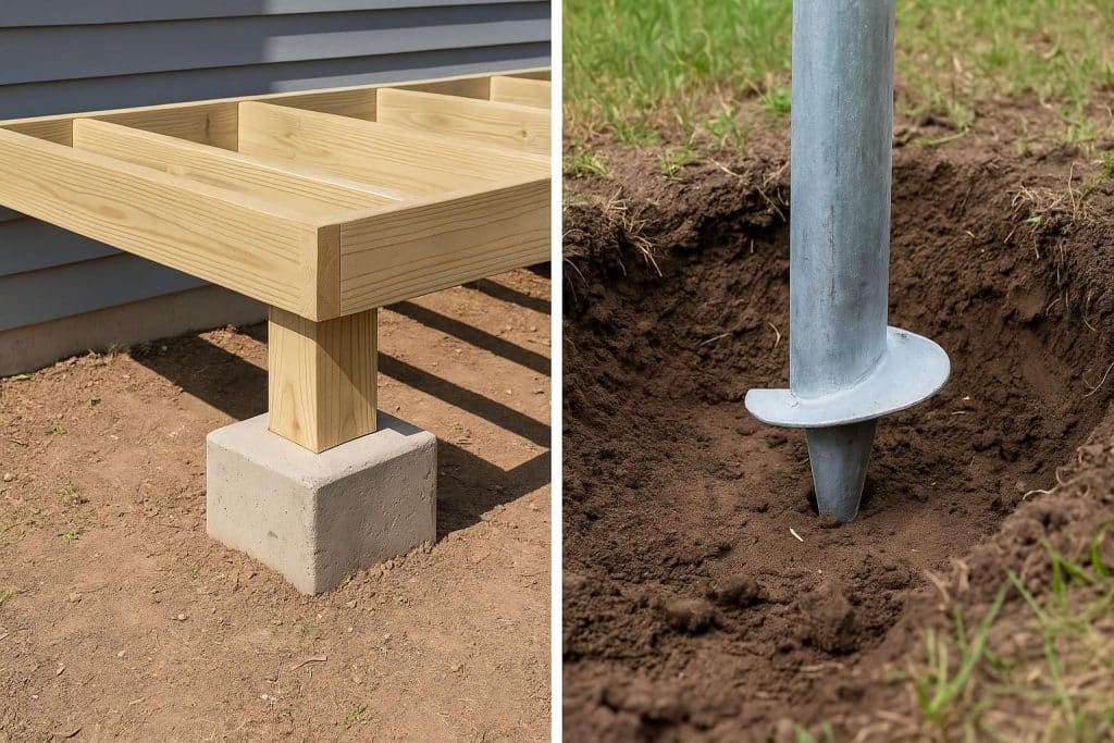 Concrete deck foundation and helical pile installation comparison for Tacoma construction projects