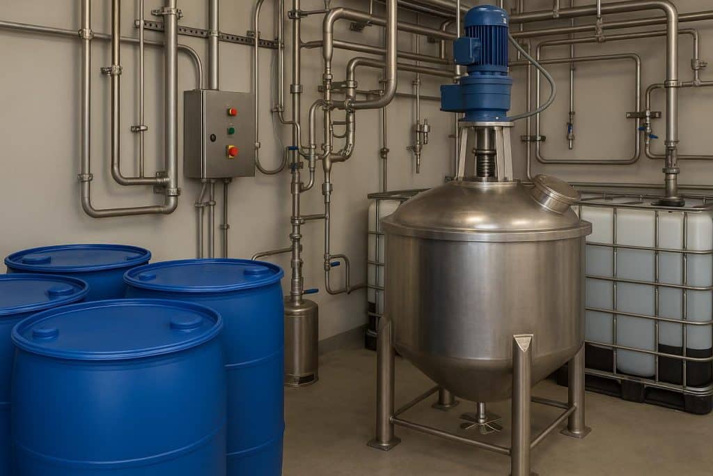 Industrial facility showcasing advanced toll blending equipment for risk reduction in operations