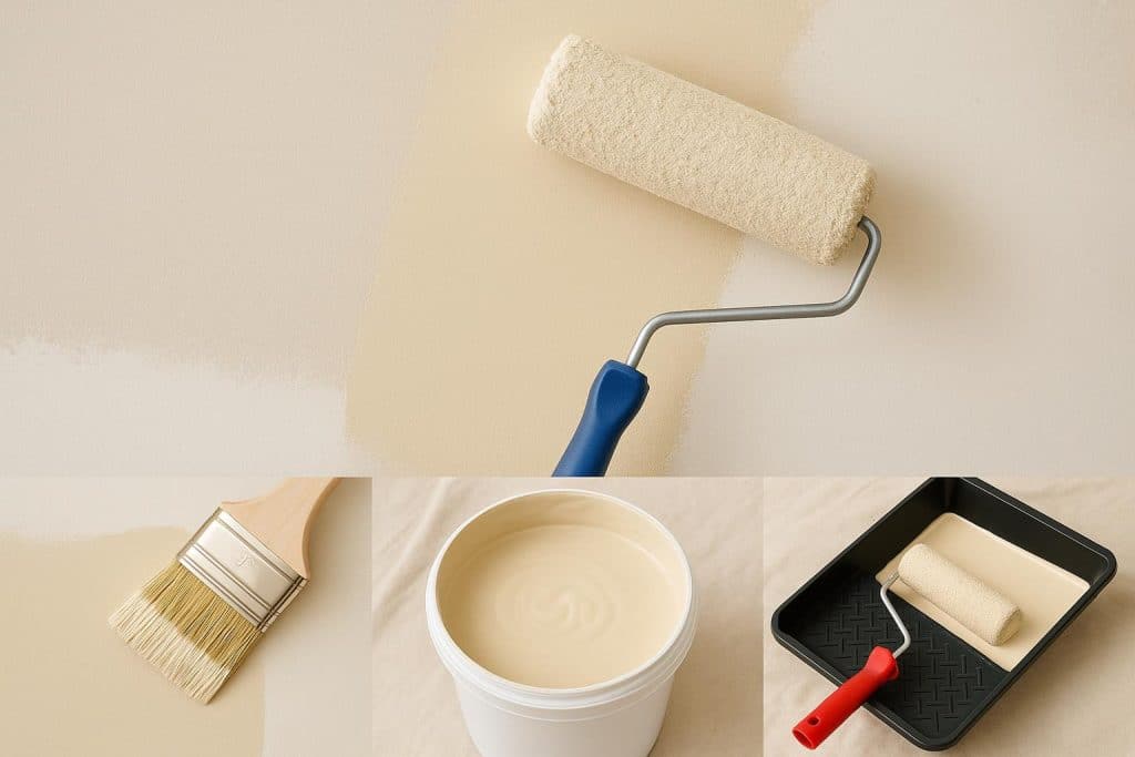 Professional painter preparing wall surface before applying topcoat for a quality paint finish