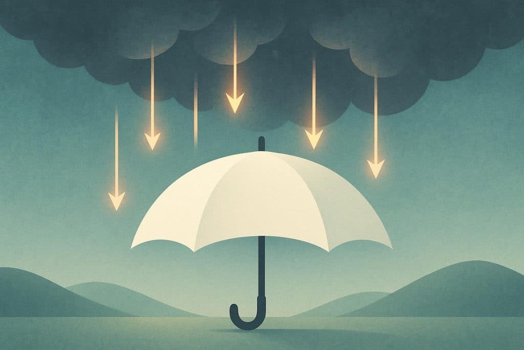 Serene landscape with tranquil colors symbolizing calm and protection amid modern life's chaos