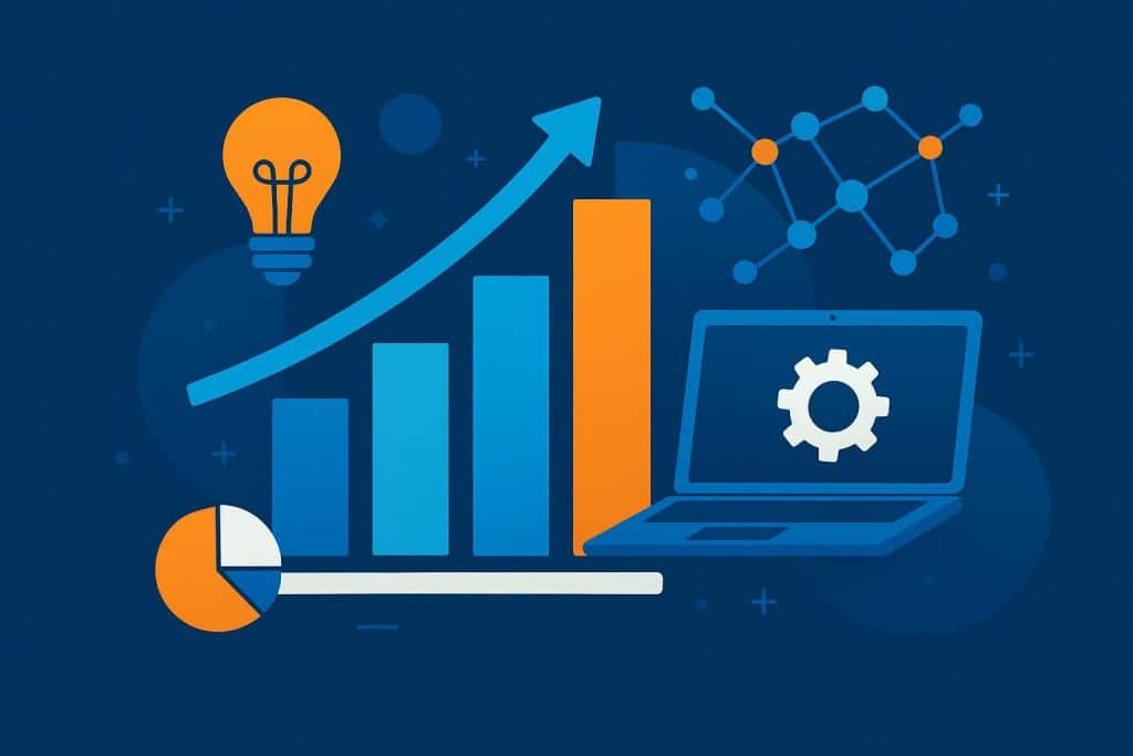 Abstract digital technology icons representing innovation and growth in modern business strategies