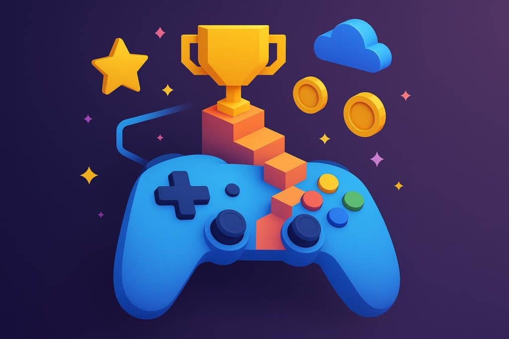 Colorful online gaming interface with futuristic graphics and interactive elements for maximum fun