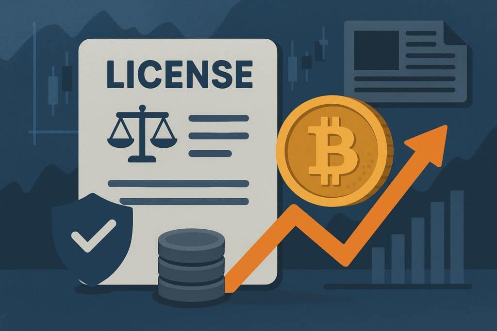 Digital currency symbols and legal scales representing cryptocurrency broker regulations and trends